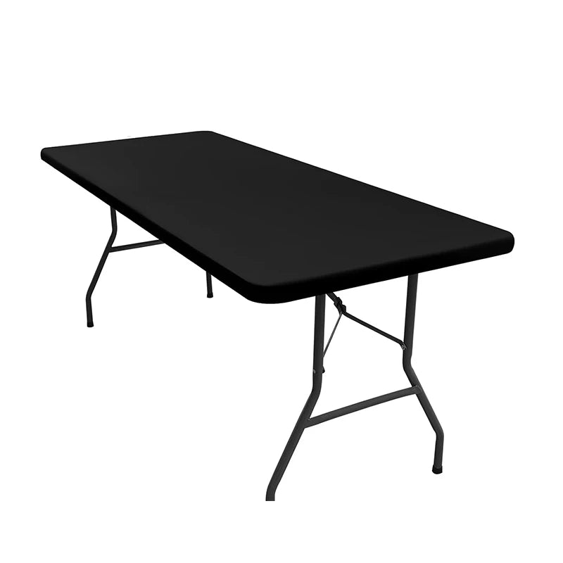 LMETJMA Rectangle Tablecloth Elastic Fitted Tablecloths for 6 Ft Tables Washable Folding Polyester Table Cover JT898