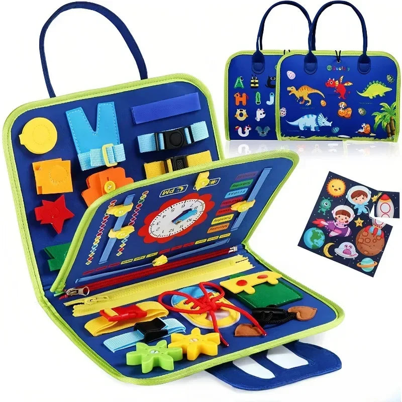 Toddler Montessori Busy Board Sensory Activity Educational Toy Polyester Fine Motor Skills Development Travel Learning Gift Kids
