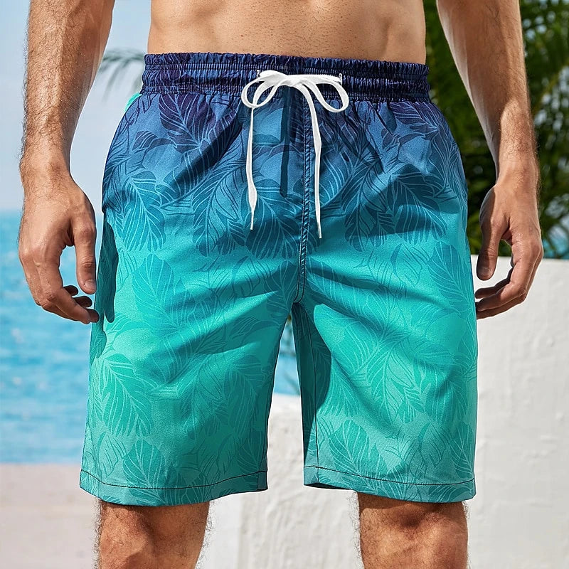Gradient Palm Trees Hawaiian Beach Shorts Men Funny Casual Harajuku Loose Board Shorts 2025 Novelty Summer Popular Swim Trunks