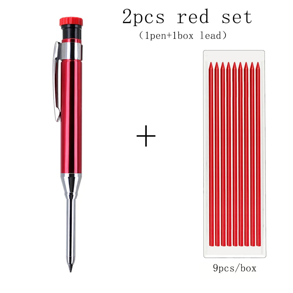 6Colors 2.8mm Metal Solid Carpenter Mechanical Pencil with Sharpener 2B Lead Core Deep Hole Construction Marking Scriber Tool