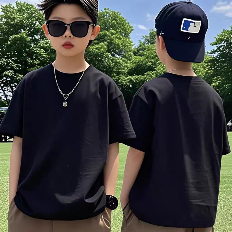 White Red Kids Boys TShirt Cotton Sport Fashion Summer Girls T Shirt Casual Short Sleeves Breathe Children’s Clothes 2-12 Years