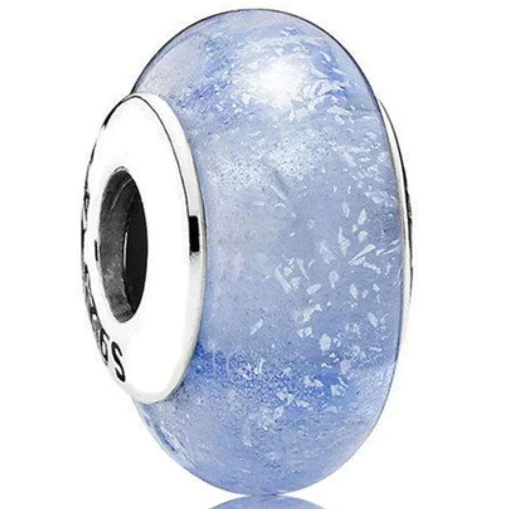 2025classic 925 Sterling Silver Colored Flower Leaf Cosmic Rainbow Murano Glass Charms Beads Fit DIY Bracelet Women Jewelry Gift