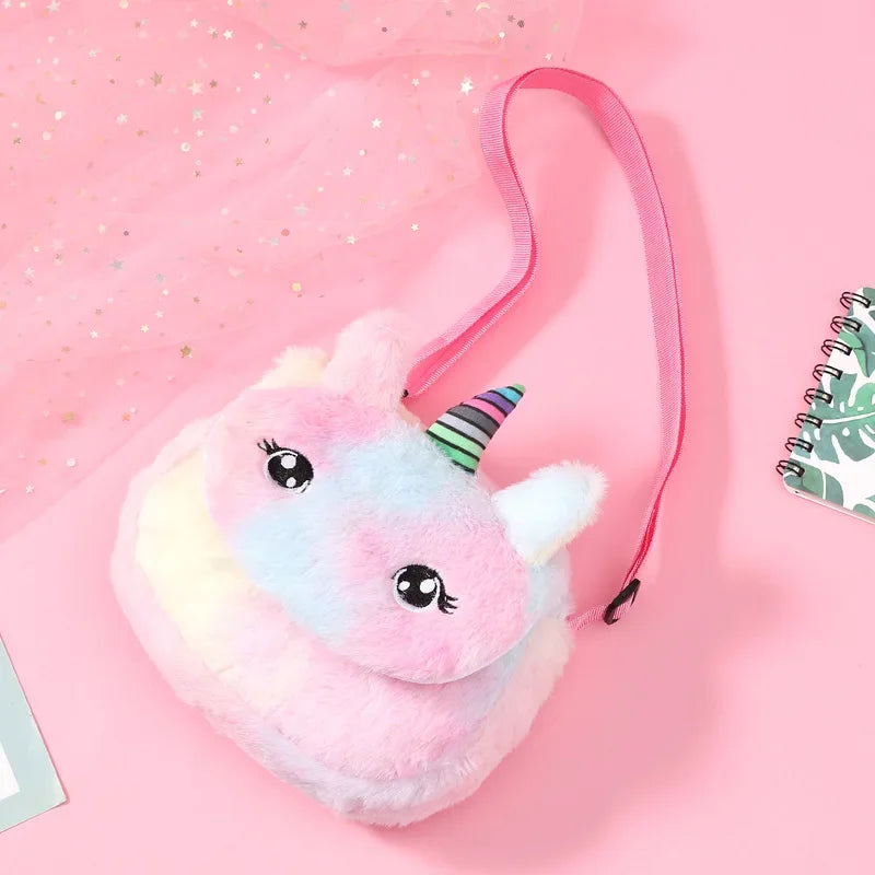 Unicorns Cartoon School Book Bag Backpacks Cute Fashion 3D Fur Backpacks For Girls Travel Backpack Children Schoolbag Kids Gift