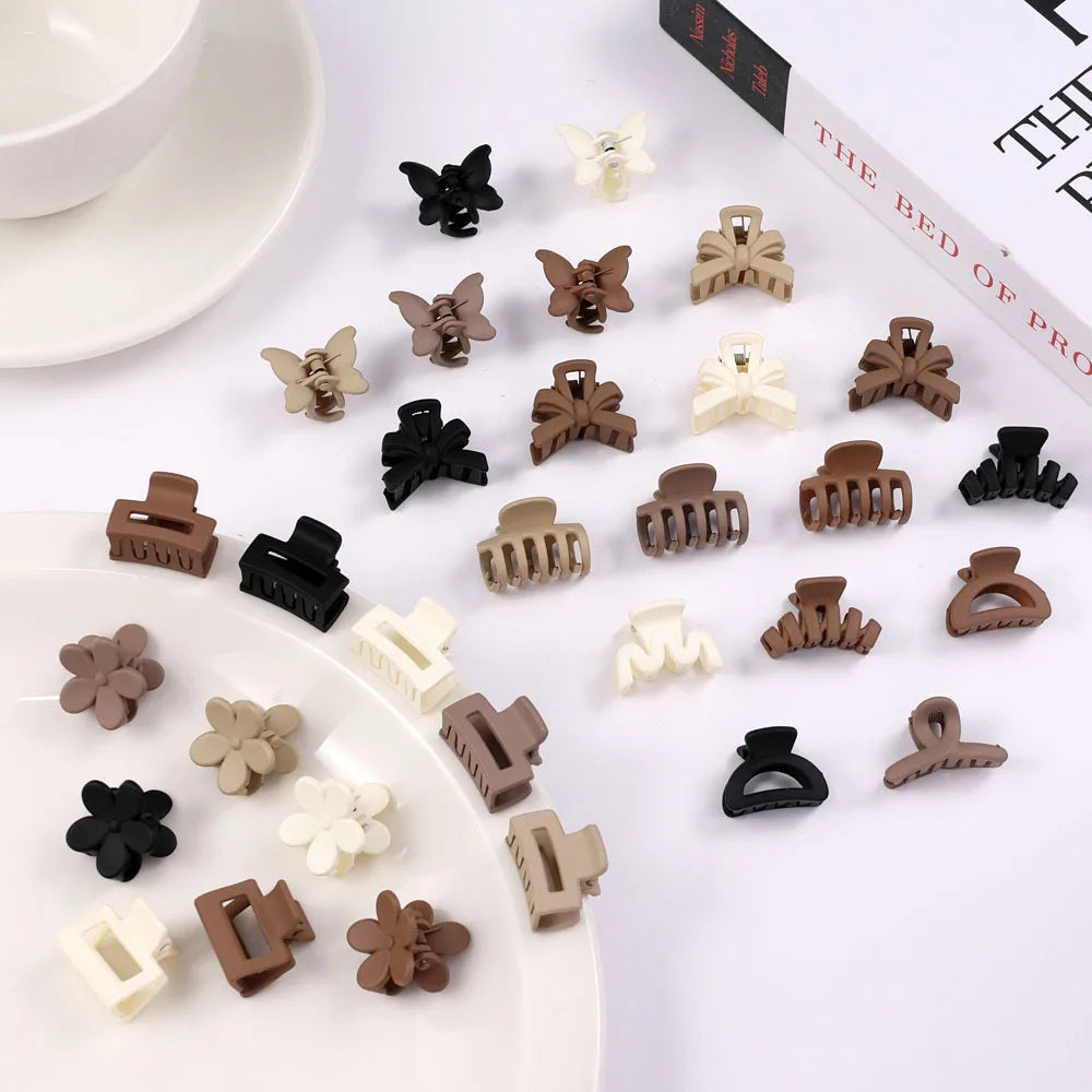 10Pcs/set Small Flower Hair Claw Clips for Women Girls Matte Rectange Jaw Clips Semicircle Barrettes for Thin Hair