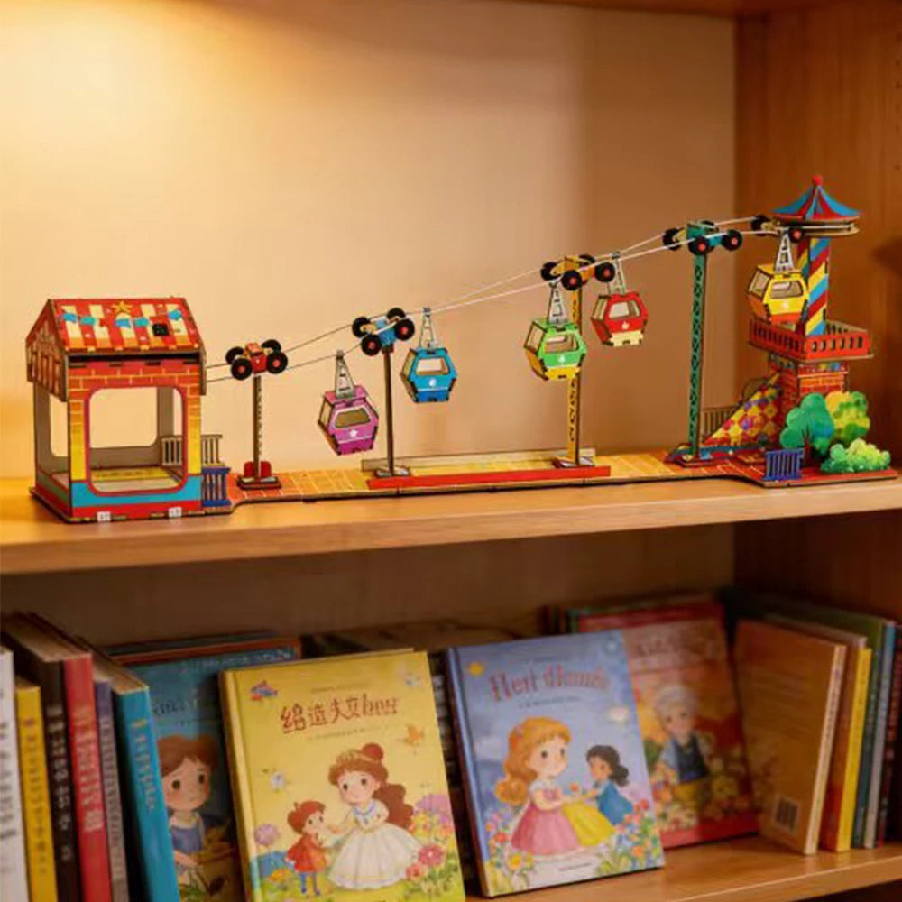 Sightseeing Cable Car Model Kids Science Toys 3D Puzzle STEM Technological Physics Learning Kit Educational Toys For Children