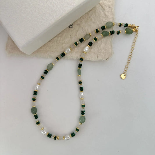 New Arrival Trendy Natural Freshwater Pearl & Jade Stone 14K Gold Filled Female Jewelry Set For Women Necklace Bracelet Gifts