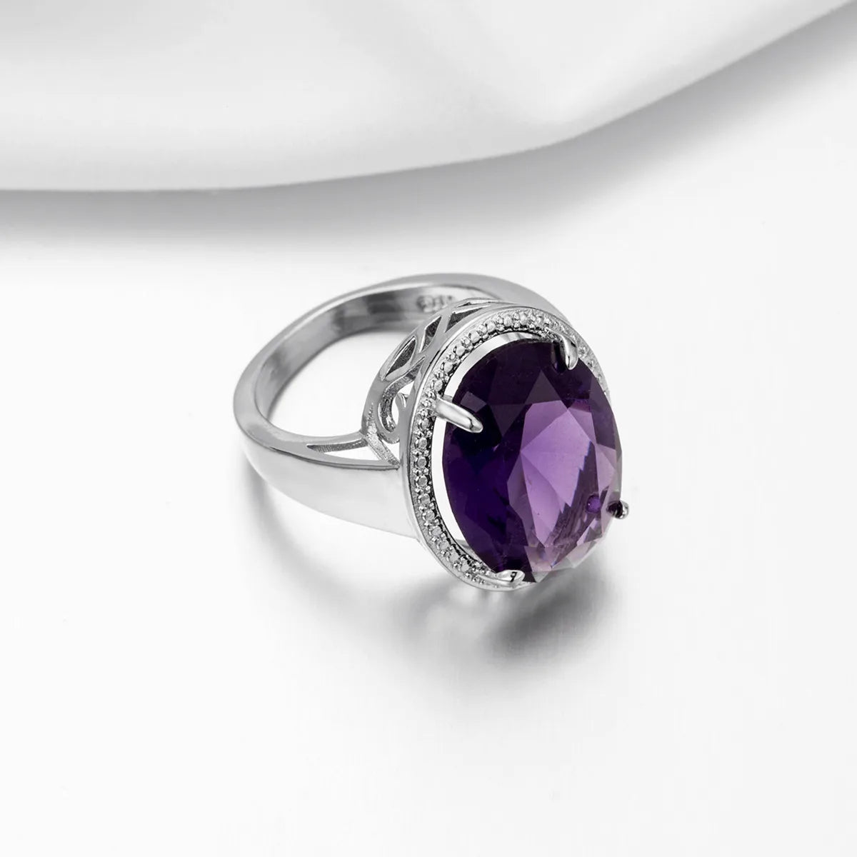Women's Jewelry S925 Silver Ring Amethyst Ring Exaggerated Egg Shaped Female Ring for Women Wedding Party Gifts