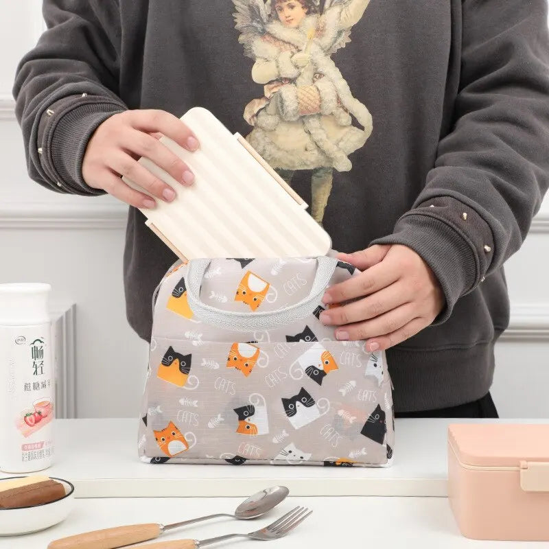 Cartoon Lunch Bag Portable Insulated Thermal Heat Children's Bento Bag Picnic Tote Kid School Lunch Box Bags Cooler Ice Pack New