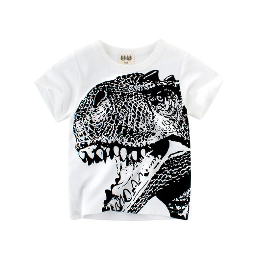 OLEKID 2025 Summer Children Boys Clothing Printed Cartoon Boys T-Shirts 2-8 Years Kids Baby Boy Tops Short Sleeve Toddler Tees