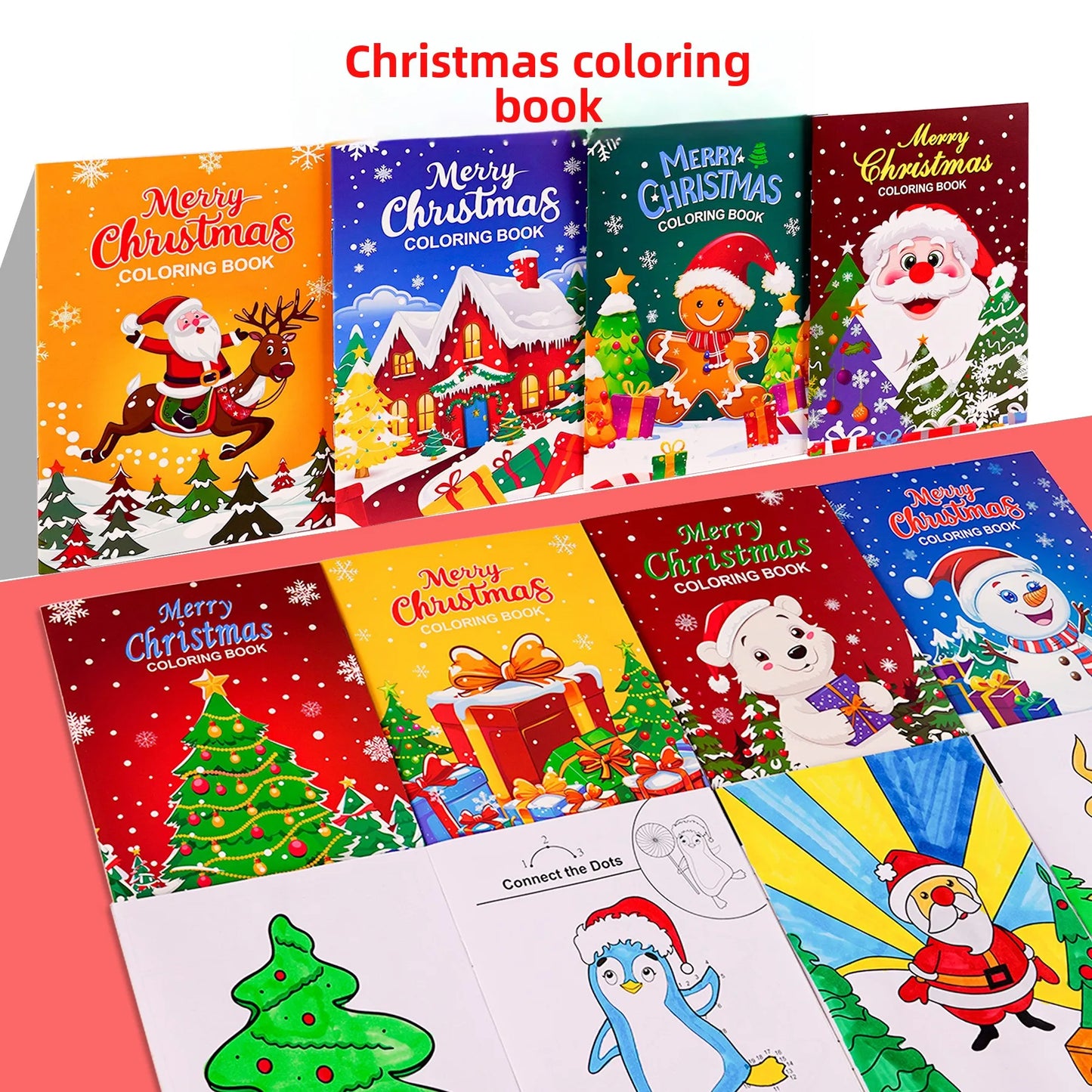 Kids Christmas Coloring Book Puzzle Cartoon Painting Coloring Book Holiday Party Theme Christmas Puzzle Coloring Book Toy Gift