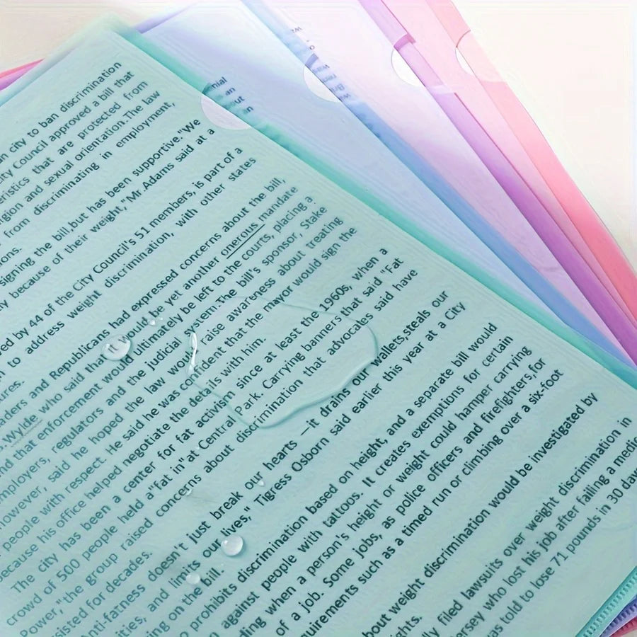 12pcs Premium PP Material Project Folders -L-Shaped A4 Document Sleeves, Durable, Waterproof Storage for Resumes, Papers & Files