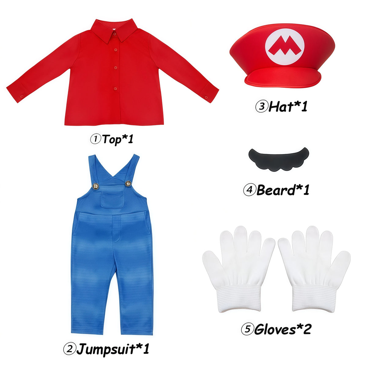 Anime Luigi Bros Game Cosplay Costume Boys Shirt Overall With Accessories For Kids Halloween Birthday Party Performance Outfits