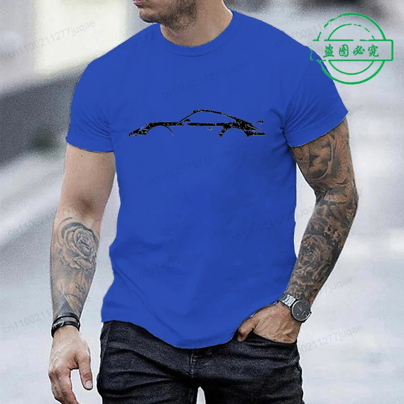 Minimalist Style T-Shirt for Men Women,Round Neck Short Sleeve Tee Shirts, Funny Race Car Printed T-Shirts for Men & Women Tops