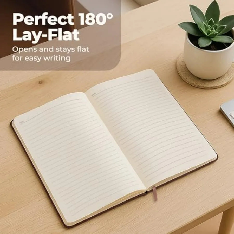 Lined Leather Bound Journal Notebook, Hardcover - 5.8x8.3" - Thick College Ruled Paper Journals for Men and Women - Personal an