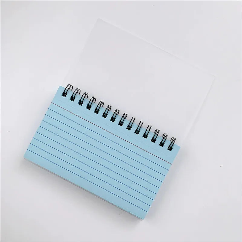 50 Sheets/book Colorful Tearable Spiral Notebook Horizontal Line Minimalist Transparent Cover Memo Pad School Office Writing Pad