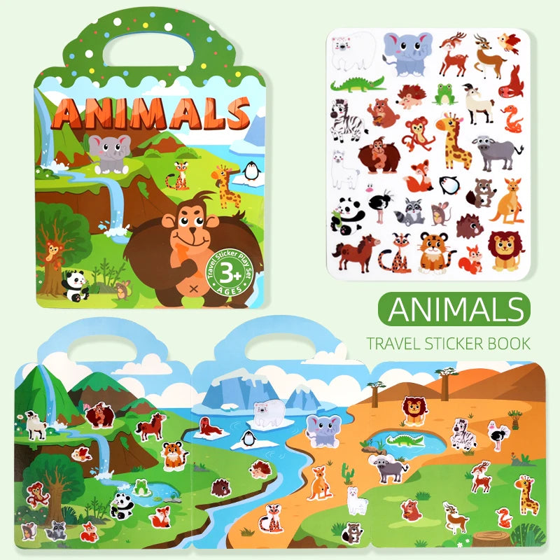 Jelly Sticker Book for Kids DIY Quiet Fun with Scene Stickers Reusable Paste Puzzle Book Educational Activity for Children