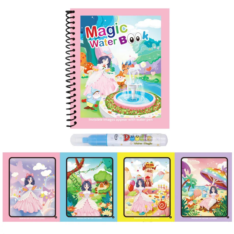 Cartoon Watercolor Painting Magic Book Kids Educational Magic Water Coloring Book Sensory Early Education Puzzle Drawing Toys