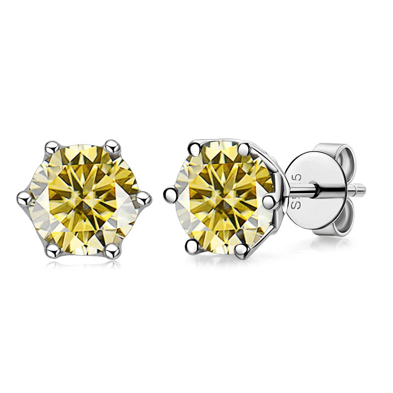 JoyceJelly 1/2/4CT VVS D Color Moissanite Russian Cut 8H8A Lab Diamond Stud Earrings For Women S925 Sterling Silver Fine Jewelry