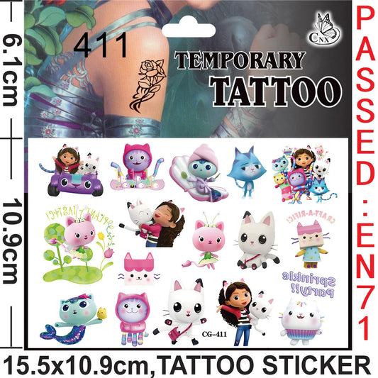 Gabby Dollhouse Cats Tattoo Stickers Party Favors Goodie Bag Fillers for Kids Birthday Party Gifts Party Supplies Baby Shower