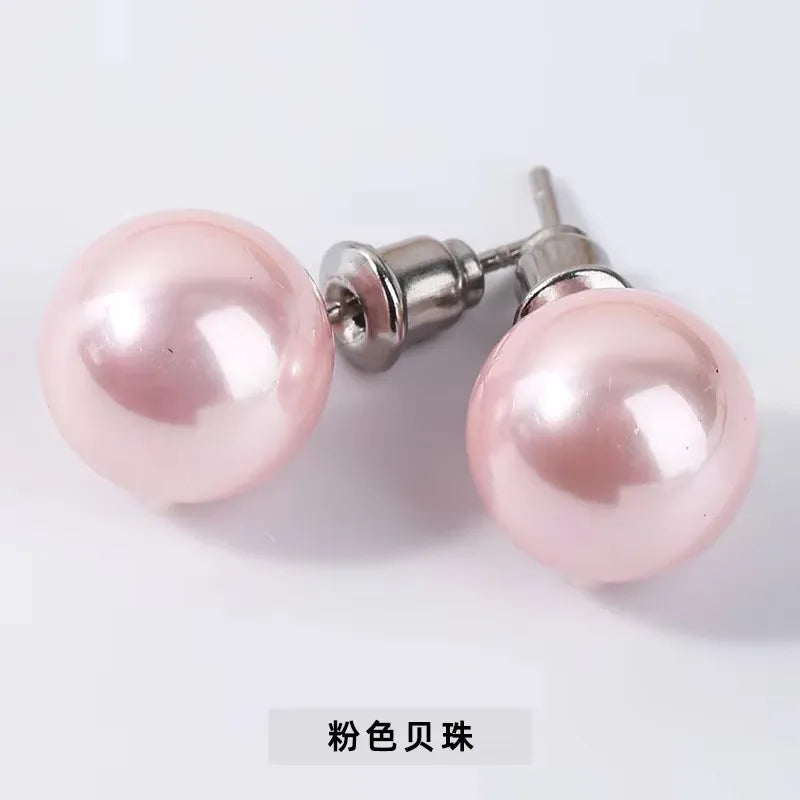 6mm 8mm 10mm Natural Agate Earrings Healing Crystal Stone Round Ball Pearl Beads Stud Fashion Jewelry for Women Girl Wholesale