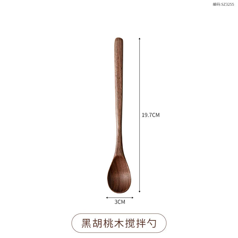 Black Walnut Cutlery Set Spoon and Fork Set High-grade Solid Wood Chopsticks Soup Spoon Coffee Dessert Jam Supplies