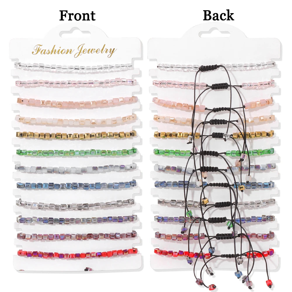 Wholesale 12pcs/set Bohemia Bracelet Set Colorful Natural Stone Crystal Seed Beads Evil Eye Braided Bracelets For Women Men