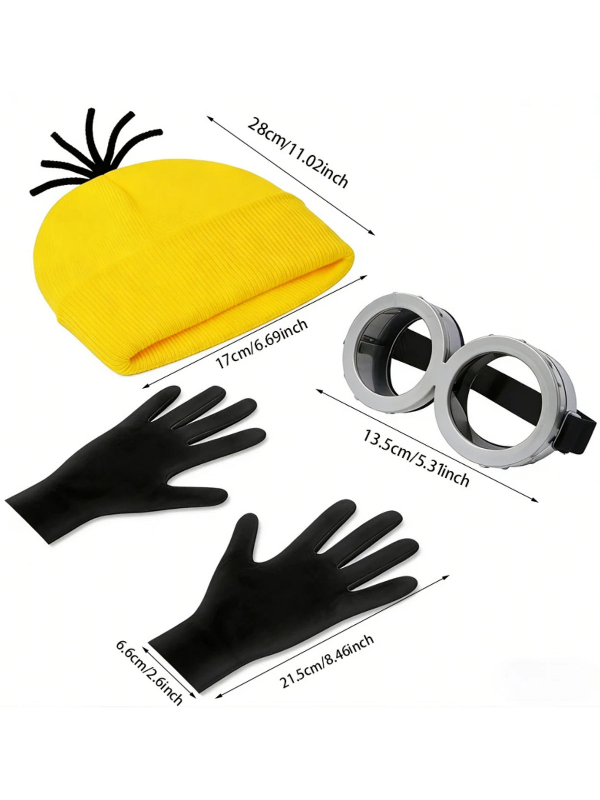 4Pc Hat, Gloves, and Glasses Strap Set Suitable for Halloween Costume Props, Cosplay Role-Playing, Party Atmosphere Decoration, and Fun Party Outfits