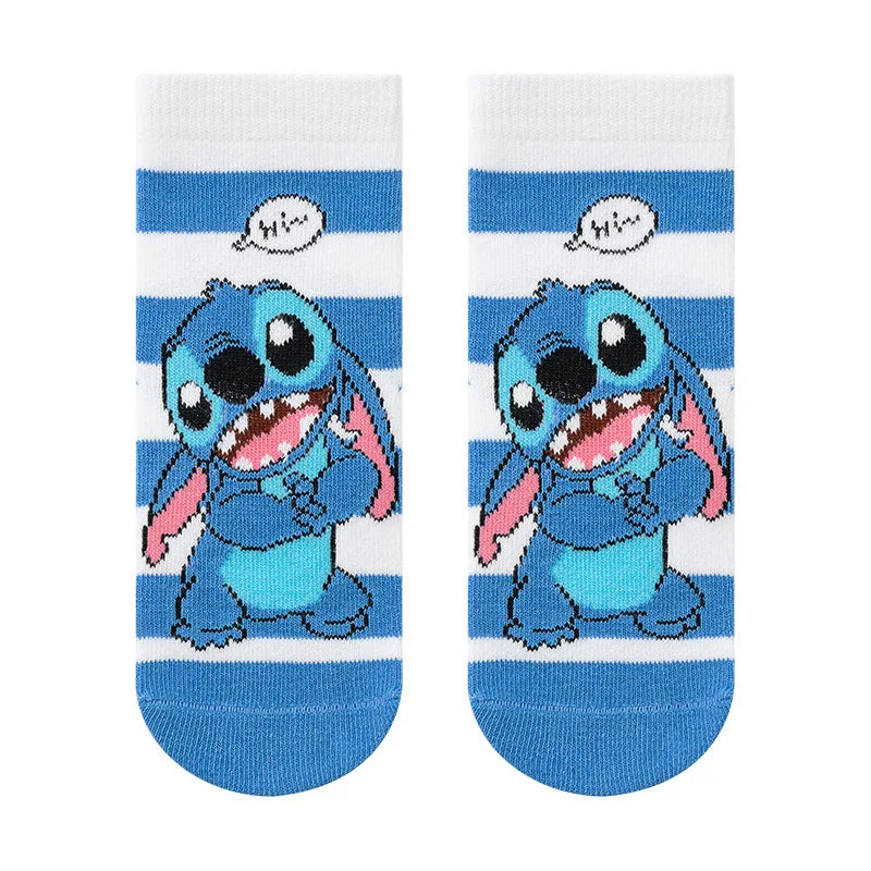 5 Pairs Spring Autumn Cartoon Stitch Children Socks Boy's Socks Middle Tube sock Cotton Cute Kids Socks Girl Sock Size 1-8 Years