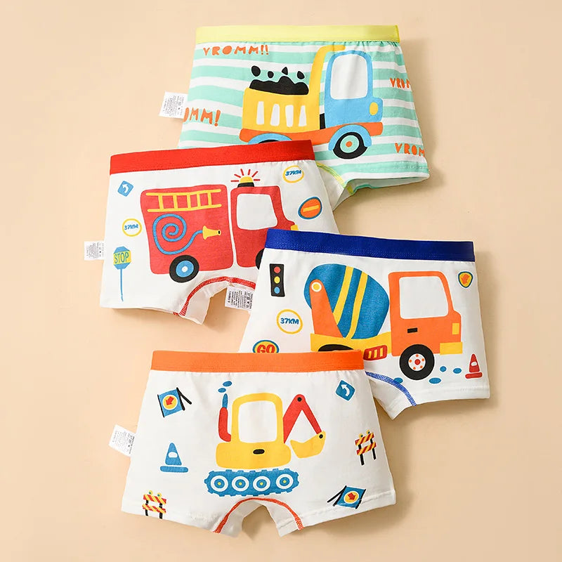 4pcs Children's Underwear for Boys Cotton Cute Dinosaur Shorts Panties Fashion Teenage Breathable Soft Boxers Toddler Underpants