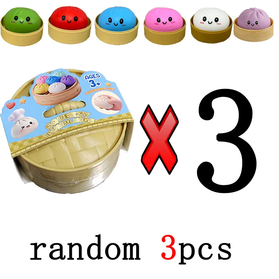 Dumpling Pressure Dumpling Squishies Cute Colorful Bun Toy Slow Rising Stress Relief Fidget Toy for Kids Adults Anti-Anxiety Gif