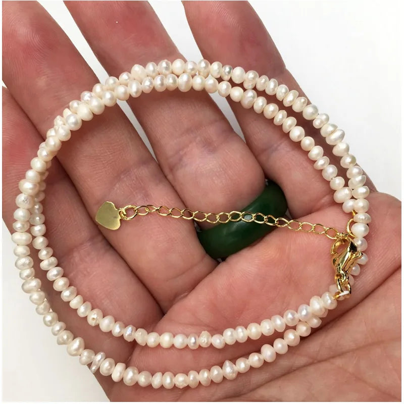 Simple 4MM natural Pearl coral Chain Choker Necklace For Women Wedding Love Gift Necklace Fashion Jewelry Wholesale