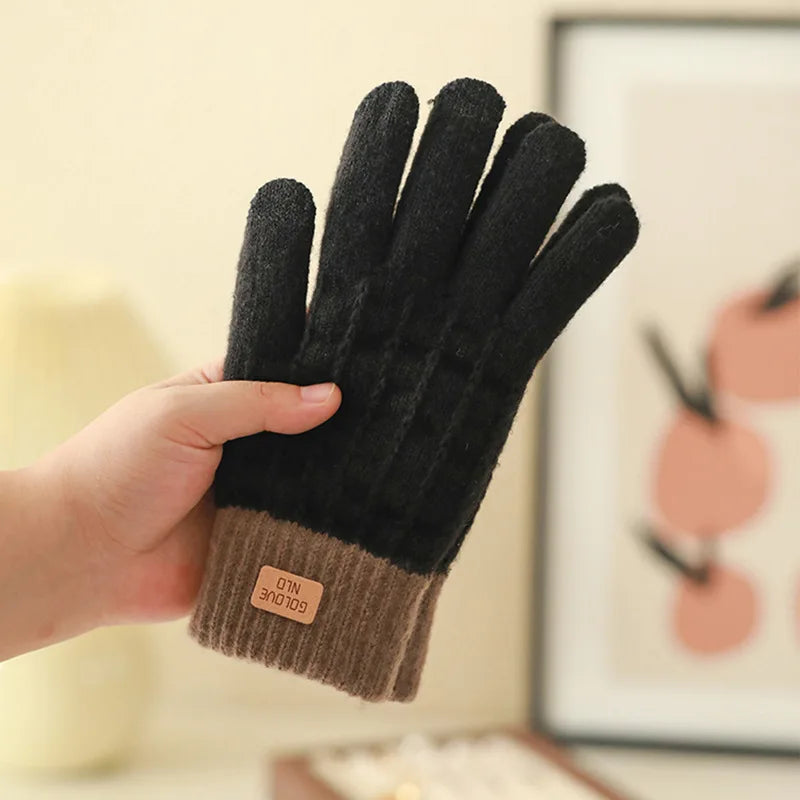 Women Warm Gloves Thick Plush Knitted Gloves Touch Screen Men Women Fashion Autumn Winter Keep Warm Riding Skiing Outdoor Gloves