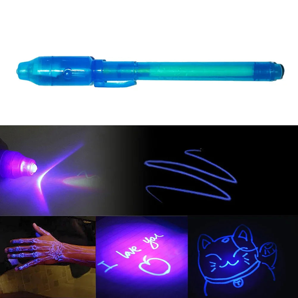 UV Light Pen Invisible Magic Pencil Secret Fluorescent Pen for  Kids Child Drawing Painting Highlighter Pen Stationery Supplies