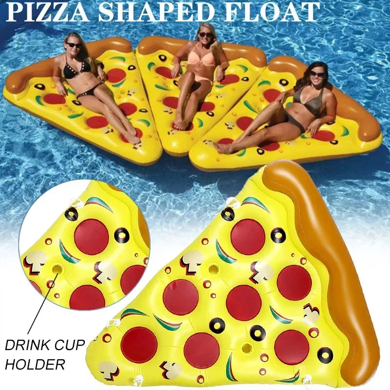 Pizza Floating Inflatable Toys Summer Pool Beach Pontoon Inflatable Swimming Floating Lounge Chair with Cup Holder Water Toys