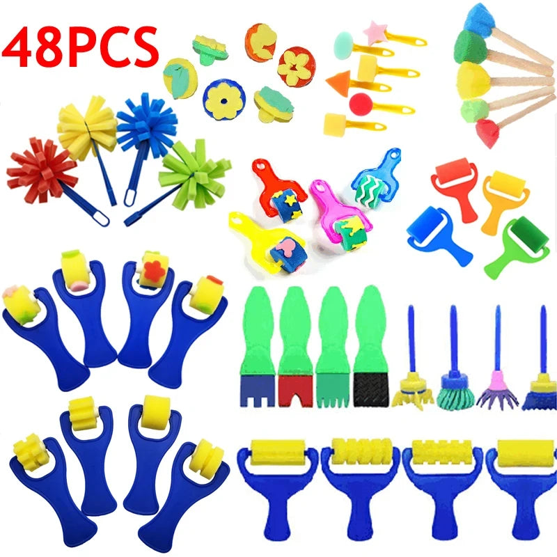Painting Sponge Brush Set Children Drawing Toys EVA Stamp Art Rubbings Graffiti Roller Tools Early Education DIY Puzzle Toy TMZ
