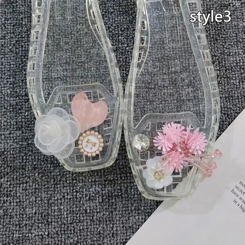 Dopamine Handcrafted Beaded Jelly Shoes Charms Sandals Accessory Decorative Bead Tassel Slippers Buckles Detachable Shoe Flower