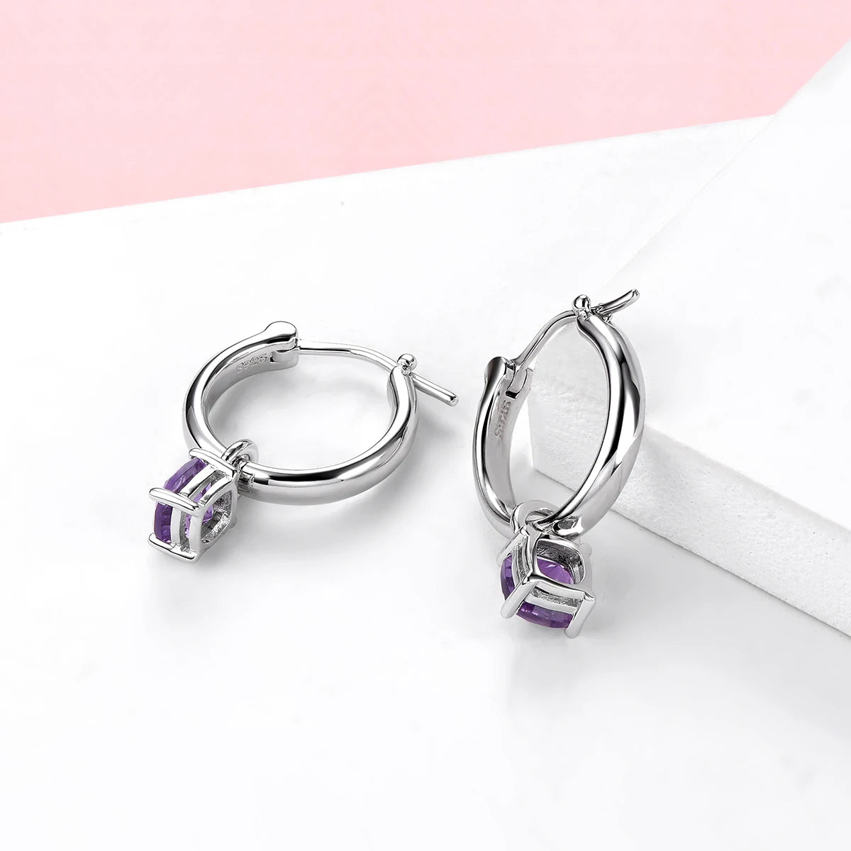 Natural Amethyst Solid Silver Drop Earring Genuine Purple Crystal Women Classic Romantic Style Jewelry S925 Top Quality Gifts