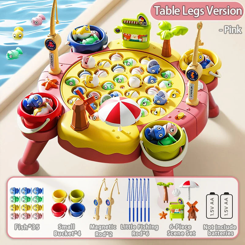 Magnetic Fishing Game - Educational Learning Toy with 2/6 Poles & 25/35/45 Fish for Kids Develops Fine Motor Skills