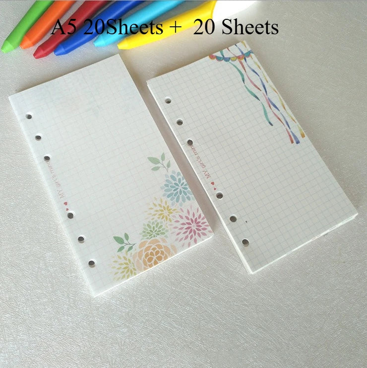 A5 A6 A7 40Sheets Loose Leaf Notebook Refill Spiral Binder Inner Page  Inside Paper Stationery