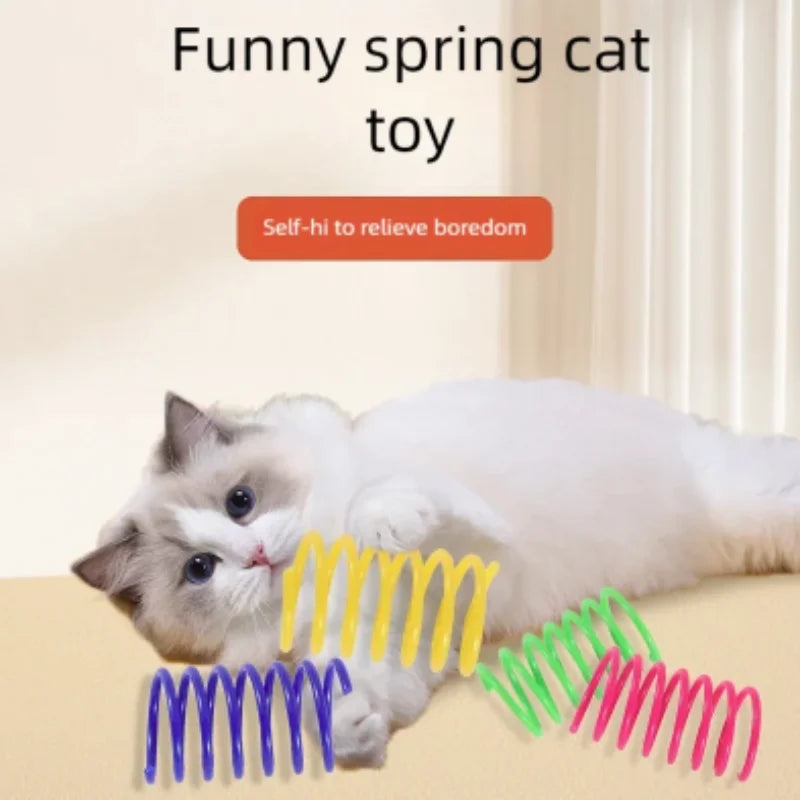 Colorful Plastic Spring Cat Toy Jumping Interactive Pet Supplies Scratch-Resistant Bite-Resistant for Cats