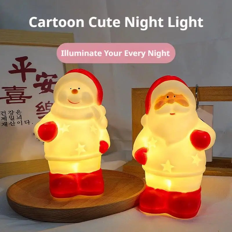 Light Up Santa Claus Night Light Christmas Ornament Shatterproof Vinyl Santa Figurine Lamp Battery Operated Warm Glowing