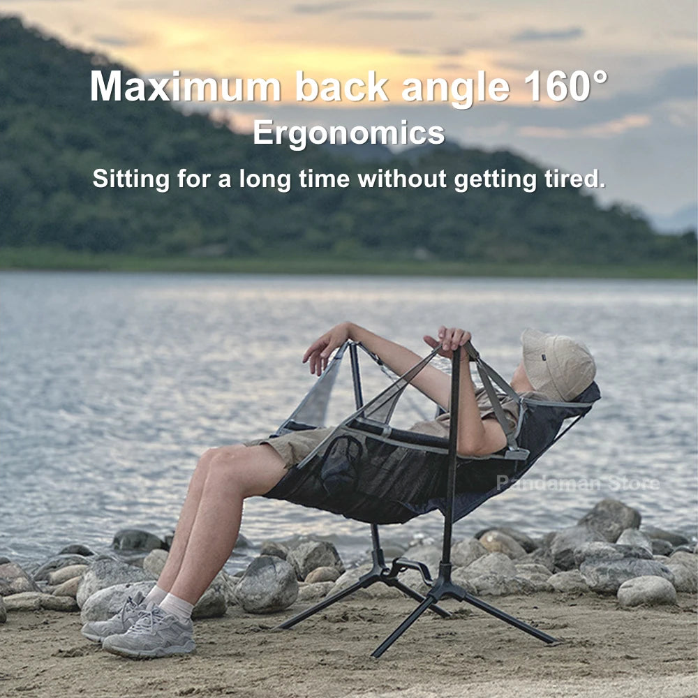 Portable outdoor camping swing rocking chair lightweight durable stable folding chair breath netting mesh seat cool summer chair
