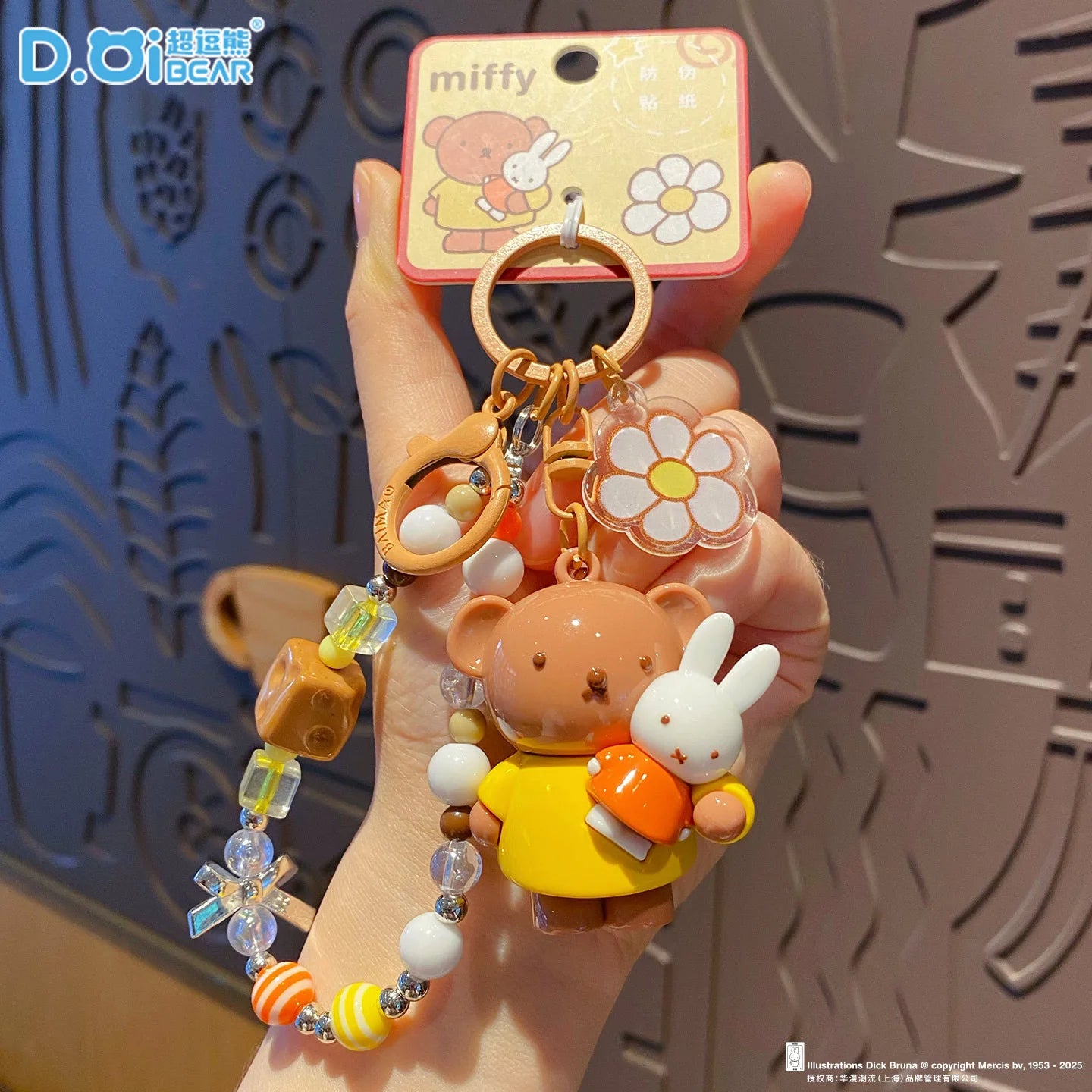 Kawaii Anime Miffy Rabbit Keychain Doll  Cutegirlish Cartoon Creative Diy Keychain Schoolbag  Gift