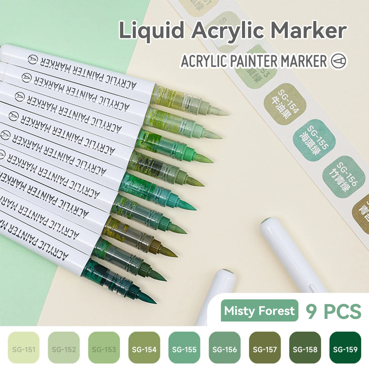 9pcs/Box MIX Color Acrylic Markers Set Kids Gift Art Rock Painting Pens Graffiti For Stone Glass Book Shoes DIY Craft Supplies