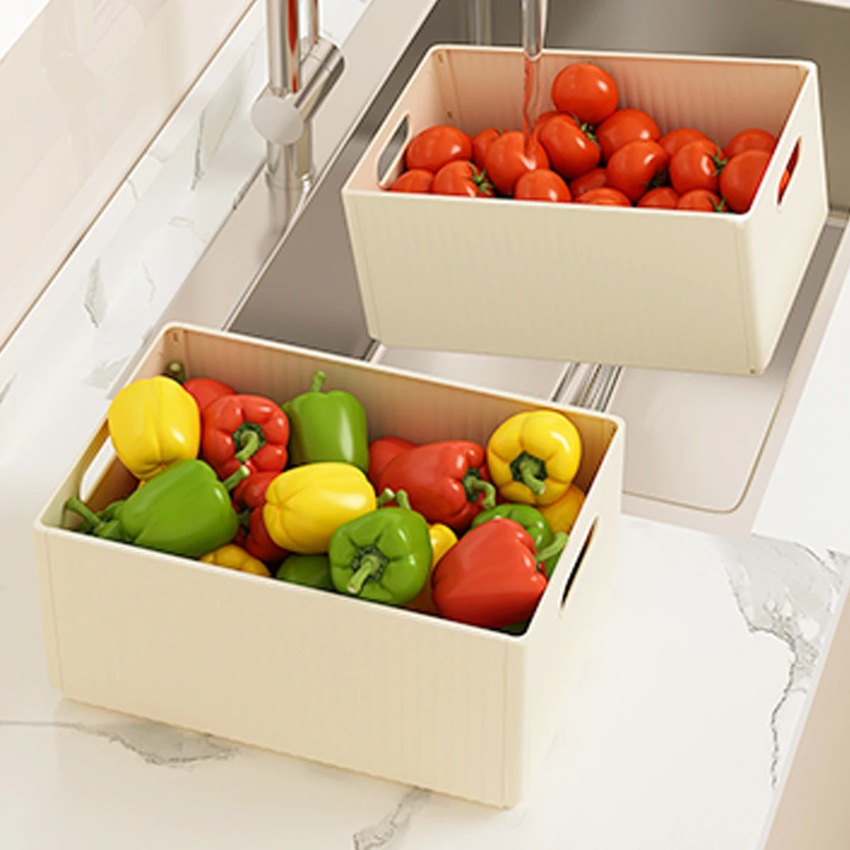 WORTHBUY Multi-functional Foldable Plastic Storage Box Kitchen Storage Organization Seasoning Jar Organizer Box Food Contianer