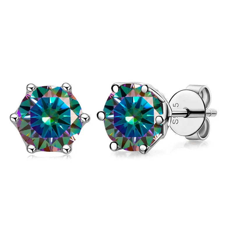 JoyceJelly 1/2/4CT VVS D Color Moissanite Russian Cut 8H8A Lab Diamond Stud Earrings For Women S925 Sterling Silver Fine Jewelry
