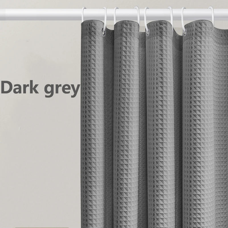 Thickened Waffle Solid Color Shower Curtain, Non-porous Double-sided Waterproof and Mildew Shading Suitable for Toilet, Bathroom