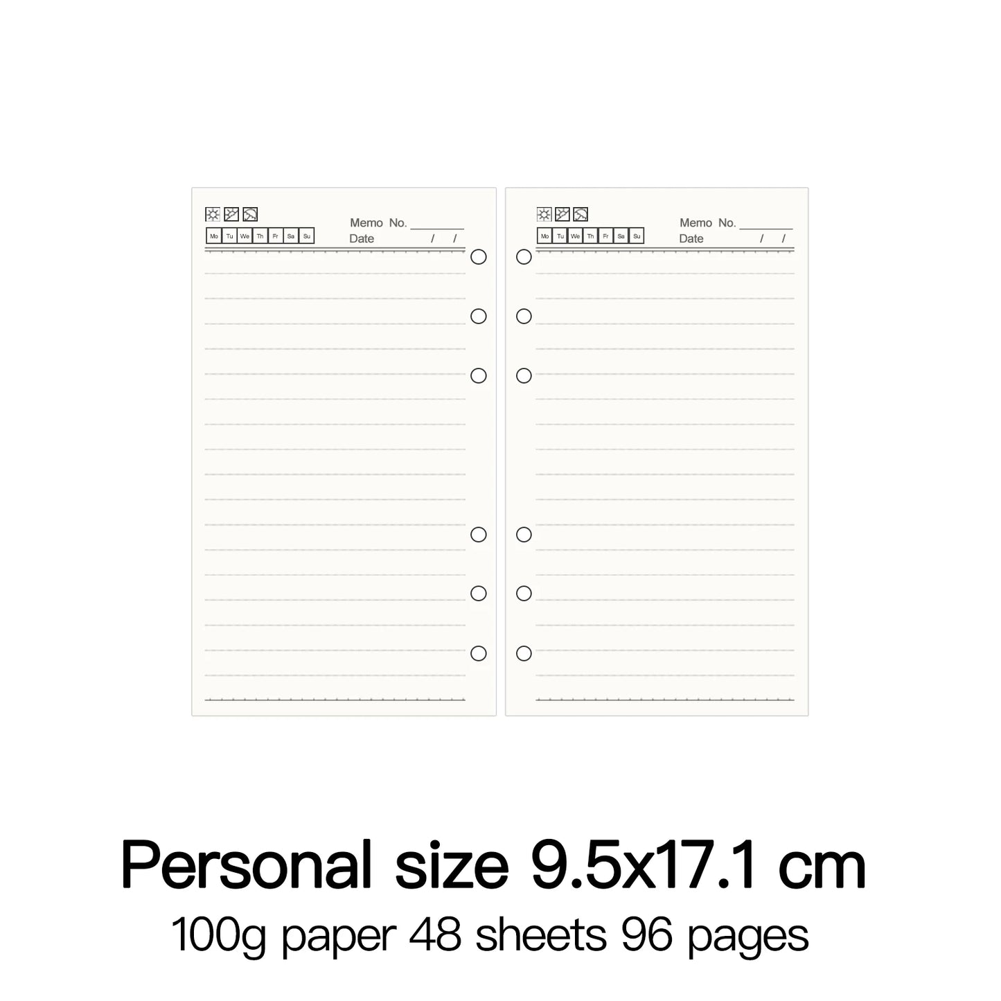 High Quality Ring Binder Notebook A5 Personal A6 A7 A8 Size Insert Refills Loose Leaf Spiral Diary Planner Inner Core 100g Paper