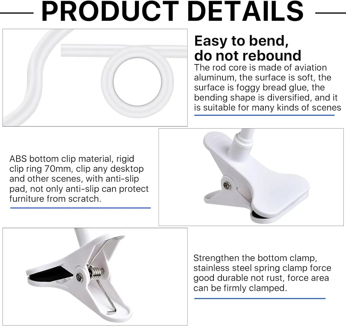25cm/41cm Flexible Baby Monitor Clip Punch-free Webcam Stand for Universal 1/4'' Screw Baby Monitor Camera Clamp Mount Holder