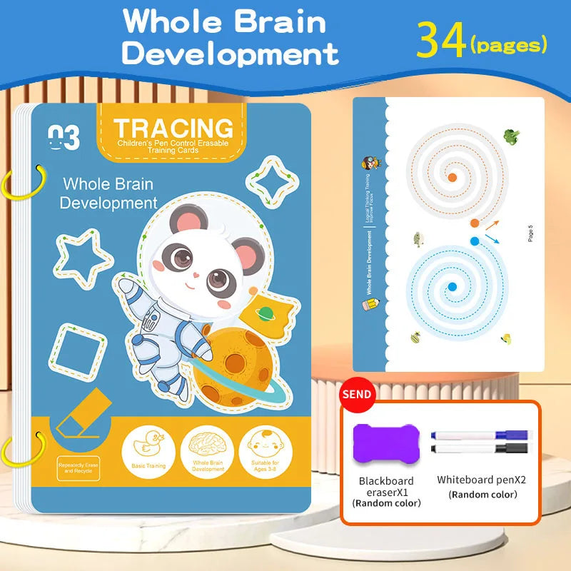 32-Page Reusable Magic Practice Notebook Set |   Whole Brain Development, Writing Training, and Art Education Handbook |   Learn Writing Skills, Paper Materials, Durable Binding |   Color Pages | Christmas Gifts